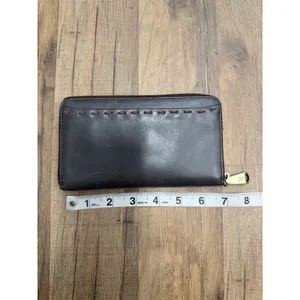 HOBO International Leather Zip Around Wallet Gray Whipstitch Organizer thumbnail 9