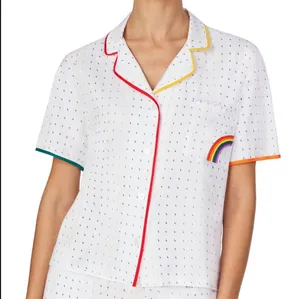 ROOM SERVICE PJS Women's Rainbow Short sleeve Pajama top only size XXS $68.00 thumbnail 1