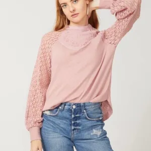 Free People shirt Sweetest Thing Thermal Blush pink XS embroidered thumbnail 6