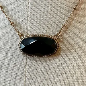 Black and gold tone pendant necklace thumbnail 2