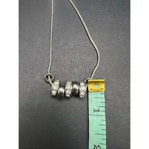 NWT! Guess Silver Tone Snake Chain Rhinestone Sliding Rondelle Ring Necklace thumbnail 4