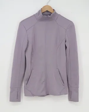 Avia Womens Full Zip Athletic Jacket Lavender Purple Mock Neck Thumbholes Small thumbnail 1