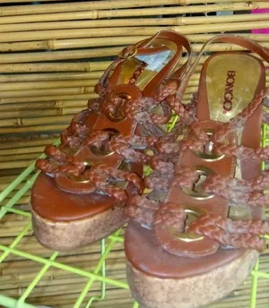 Bongo 6 Naeve Oreo Summer Cage Braided Cork Wedgies in Brown thumbnail 1
