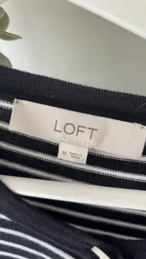 LOFT white & black striped cardigan in size M thumbnail 2