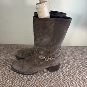 Stuart Weitzman Skipper Slate Gray Suede Mid-Calf Boots Size 6.5M Luxury Casual thumbnail 3