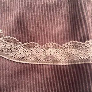 Divided H&M cropped ribbed tank top with lace trim. Color- brown. Size small thumbnail 2