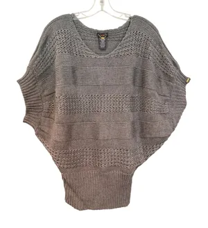 Dex Knit Batwing Sleeve Pullover Sweater Women's‎ Small Gray Boho Hippie Retro thumbnail 1