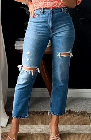 Abercrombie ultra high rise ankle straight leg jeans 25 0 short curve love thumbnail 12