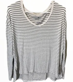 American Eagle Soft & Sexy Long Sleeve Top Shirt White Black Striped Small thumbnail 1
