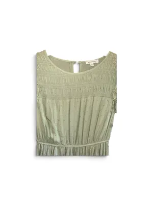 Smocked Bodice Light Sage Maxi Dress with Ruffle Sleeves thumbnail 4