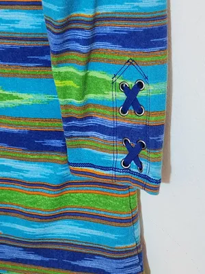 Lauren Ralph Lauren Blue and Green Southwestern Stripe Boat Neck Tee Size Medium thumbnail 3
