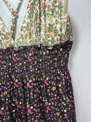Romeo & Juliet Couture Floral Patchwork Maxi Dress Neutral Cottagecore Boho Med thumbnail 5