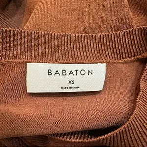 Aritzia Babaton Women's Sculpt‎ Knit Crewneck Long Sleeve Tee Size XS Brown thumbnail 7