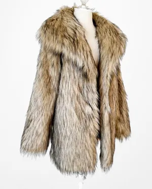 Nakd Fashion Brown Faux Fur Teddy Coat Jacket Size S thumbnail 6