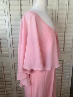 AW Bridal Pink V-Neck Maxi Dress with Flutter Overlay Size 14 thumbnail 7