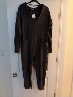 Free People Hot Shot Long-Sleeve Onesie Washed Black Jumpsuit Size XS thumbnail 6