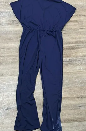 NWOT super silky and stretchy XXL navy blue jumpsuit - short sleeve thumbnail 1