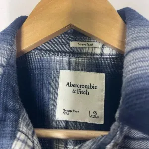Abercrombie & Fitch Navy Plaid Flannel Women's Oversized Size XS thumbnail 2