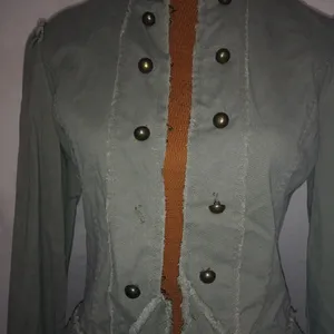 Dollhouse M Drab Pea Green Ruffle Waist Jacket thumbnail 2