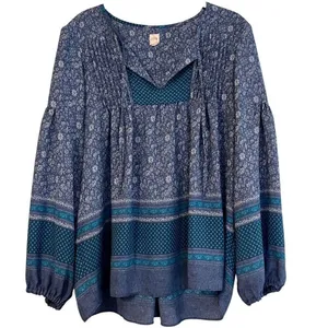 Gap Women’s Floral Blue Boho Peasant Blouse Size Medium thumbnail 2
