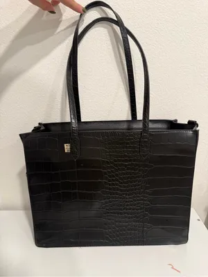BEIS The Work Tote in Black Croc-Embossed Faux Leather thumbnail 1