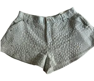 Free People We The Free Embroidered Denim Shorts 29 NWT Sequins Boho Festival thumbnail 1
