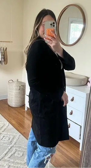 Zara black suede jacket cardigan thumbnail 5