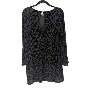 ECI Burnout Velvet Shift Dress Large Black Whimsigoth Fairy Dark Academia Witchy thumbnail 6