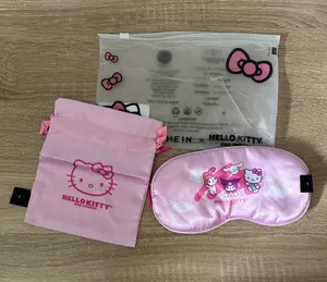 Hello Kitty Pink Satin Sleep Mask with Matching Pink Drawstring Pouch thumbnail 1