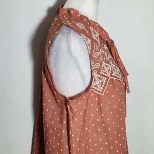 Mine Terra Cotta Sleeveless Blouse with Embroidered Details NWOT Size Large thumbnail 5