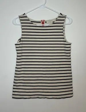 LOFT sleeveless tank top featuring classic black and ivory horizontal stripe SP thumbnail 1