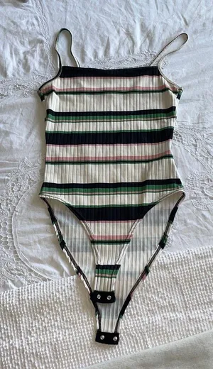 ASOS Square Neck Top / Ribbed Bodysuit thumbnail 1