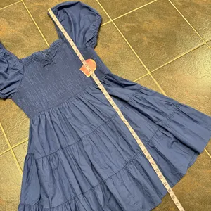 NEW Arula Laine Babydoll Dress Short Puff Sleeve Mini Denim Blue Amazing 1X thumbnail 12