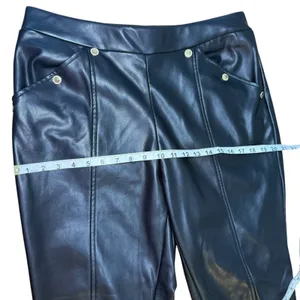 Marc New York Andrew Marc Faux‎ Leather Pants Gold Button Detail Womens L thumbnail 7