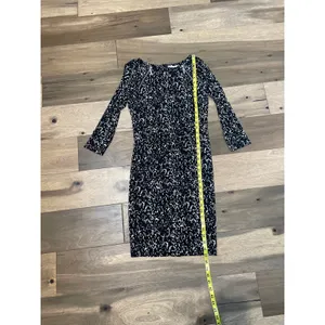 Michael Kors Black Animal Print Long Sleeve Bodycon Dress Ruched Waist Size S thumbnail 5