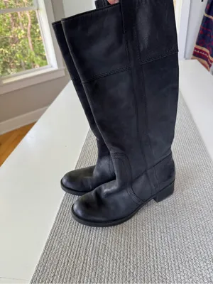 Lucky Brand Black Leather Knee High Riding Boots Sz 8 thumbnail 6