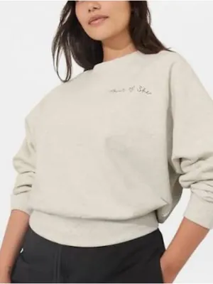 Athleta Power of She Crewneck Sweatshirt Gray Cropped Pullover XS Athleisure thumbnail 1