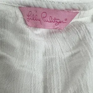 Lilly Pulitzer White Rayon Kaftan Beach Cover Up Gold Lace Tassel One‎ Size thumbnail 7