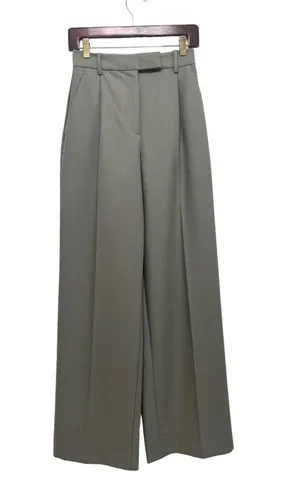 ZARA High Rise Pleated Wide Leg Trouser Pant khaki Women’s Size XS thumbnail 4