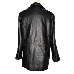 Wilson's Leather Genuine Leather Women's Blazer Jacket Size XS Black Pockets Long Length thumbnail 5