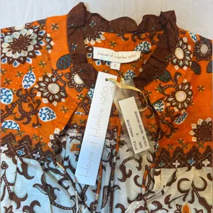 House of Harlow 1960 Orange and Cream Patterned‎ Blouse thumbnail 2