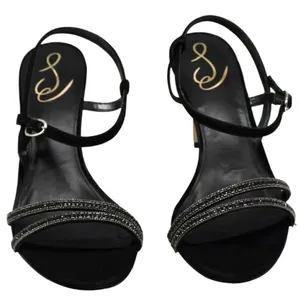 Sam Edelman Sandals Womens Size 6.5 Black Faux Leather‎ Open Toe Daisie Heels thumbnail 2