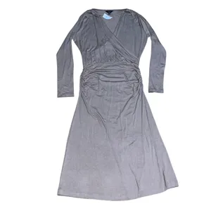 Banana Republic Soft Luxe‎ Ruched Faux Wrap Midi Dress Mocha Latte Medium thumbnail 2