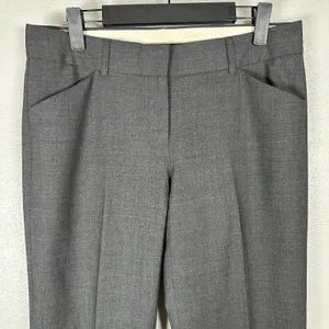 Theory Max C Trousers Womens 4 Charcoal Wool Blend Flare Mid Rise Professional thumbnail 2