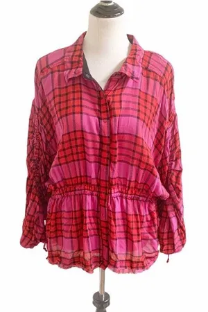 Free People Pacific Dawn Plaid Peplum Size XS thumbnail 2
