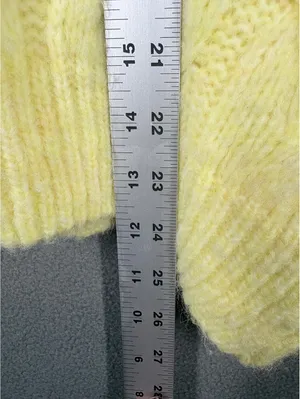 Chunky Knit Sweater XL Pastel Yellow Slouchy Cropped Cozy Cottagecore Pullover thumbnail 5