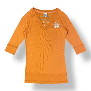 Abercrombie‎ & Fitch Vintage Y2K 3/4 Sleeve Sweater Womens Size S Orange thumbnail 1