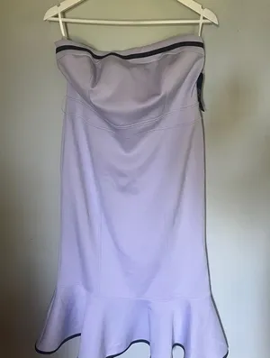 New York & Company Lavender Strapless Ruffle-Hem Dress thumbnail 1