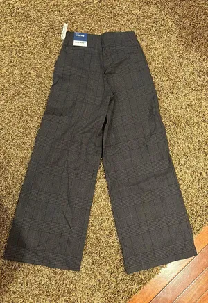 Wide Leg Black Plaid Pants thumbnail 1