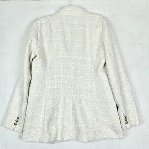 Maison d'Amelie Tweed Blazer Size Medium Cream Gold Buttons Classic Preppy thumbnail 2